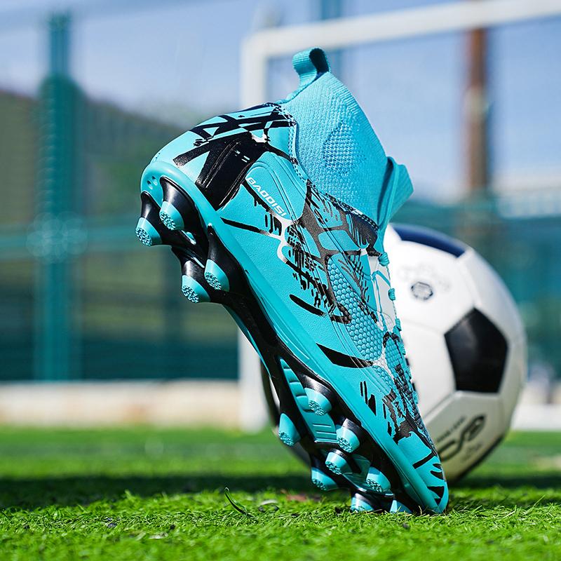 32-46 Men's/Kid's Large Smalid Outdoor Football Shoes Long Nail Anti-Slip-resistant Artificial Cover Five Person Football Sneakers