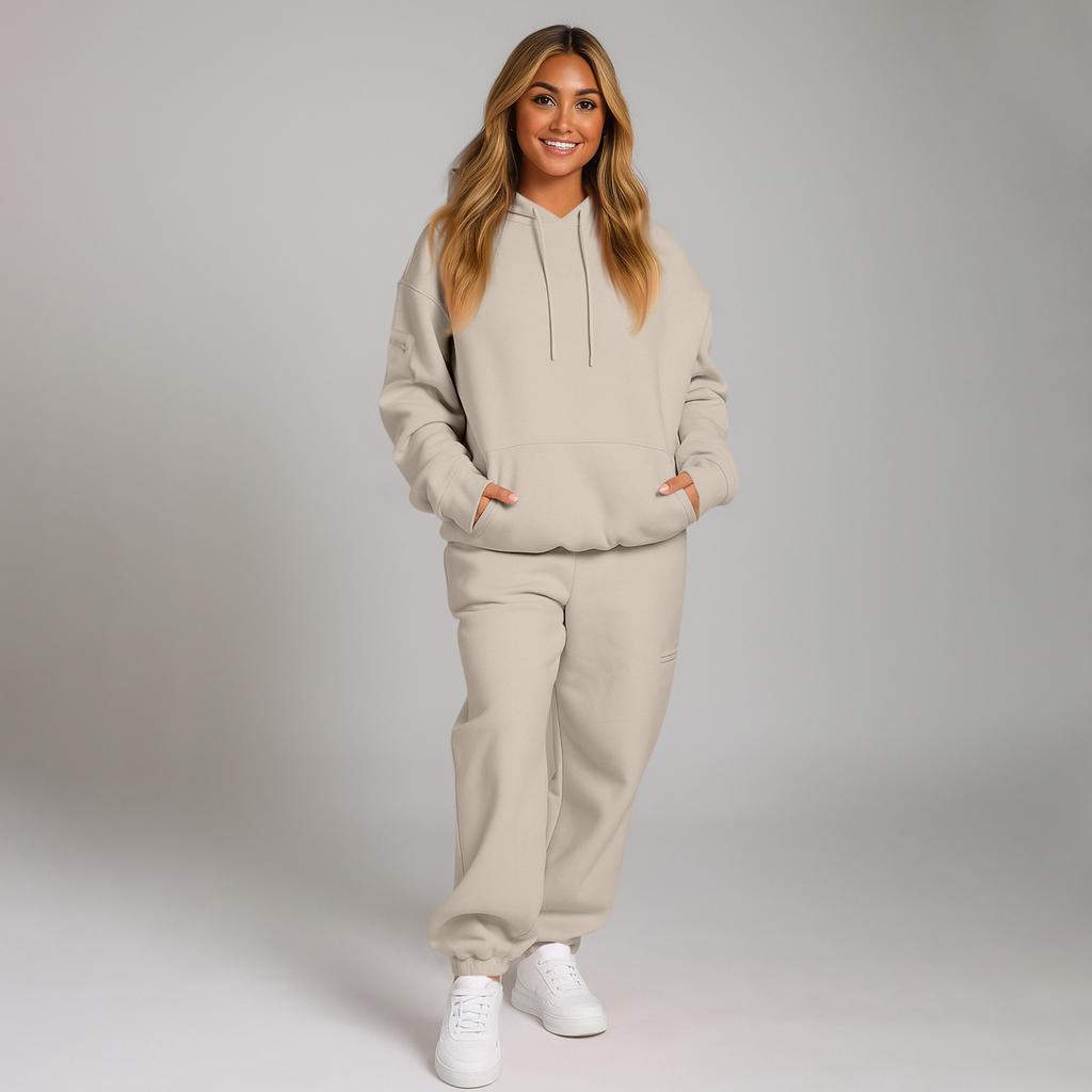 Unisex Fashion Solid Color Flight Mode Travel Hoodie Sports Shirt With Built In Eye Mask Sports Pants Loose 2-piece Set