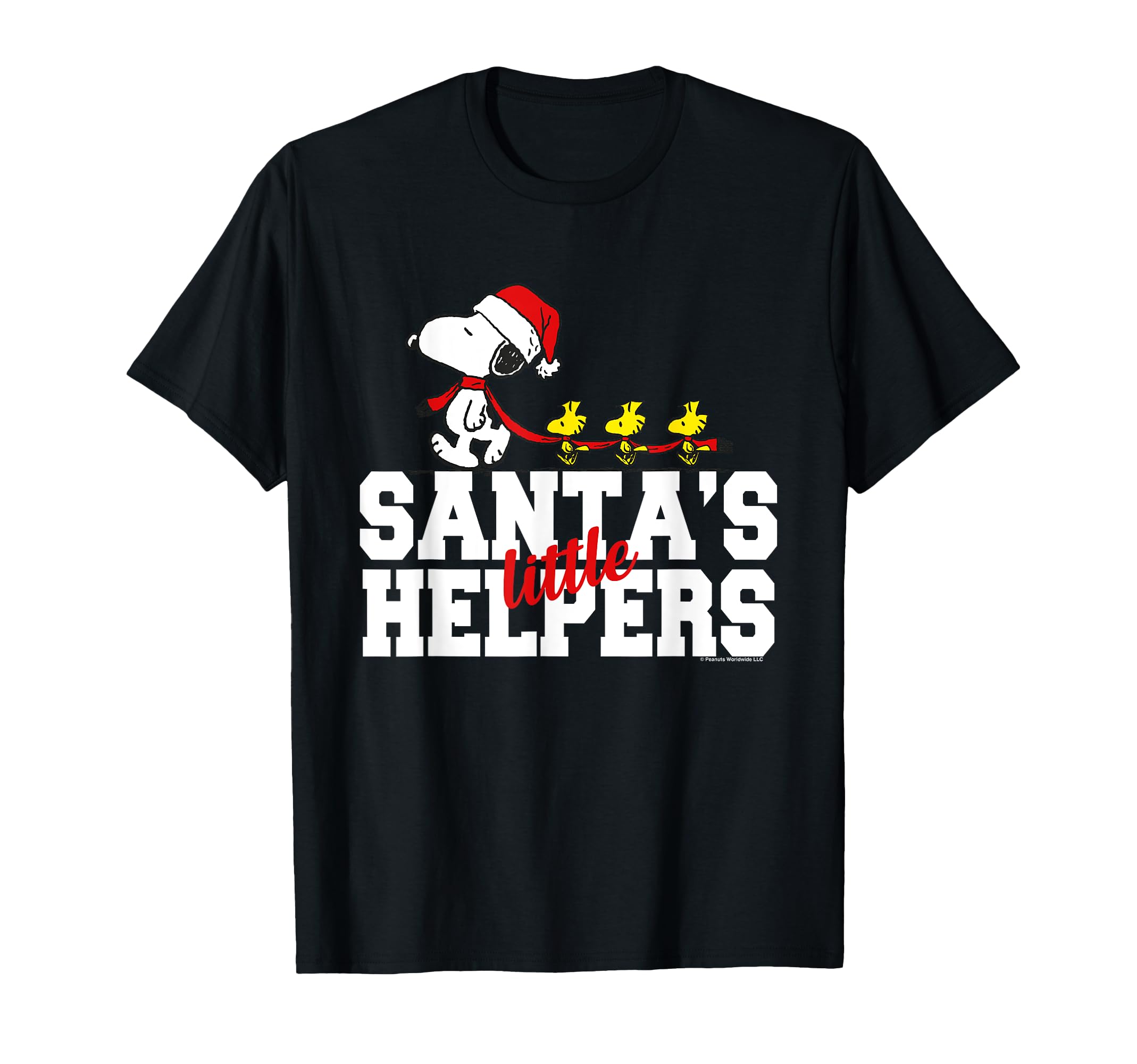 

Футболка Peanuts Christmas Snoopy Woodstock Santa Little Helpers чёрный