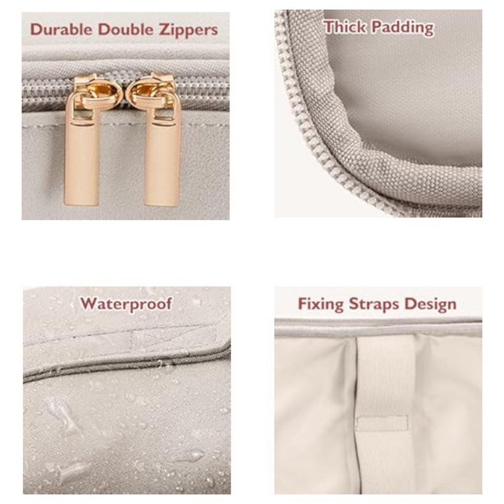 Travel Toiletry Bag for Blow Dryer Portable Cosmetic Organizer Dual Layer Beauty Tool Storage PU Material Stylish Carry Pouch