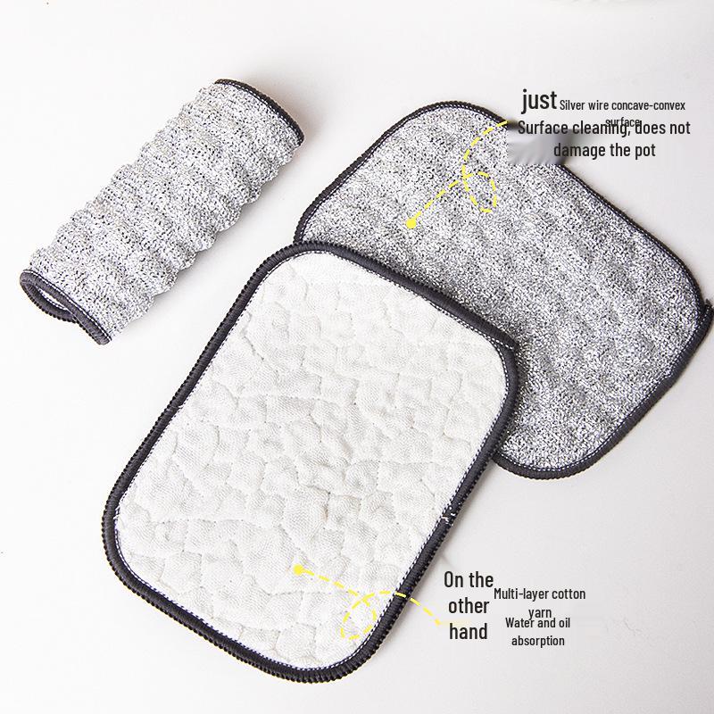 Silver Thread Bubble Dishwashing Cloth - Absorbent Cotton Yarn, Non-stick Oil, Double Layer, Thickened Scouring Pad. 1 Piece Unpacked