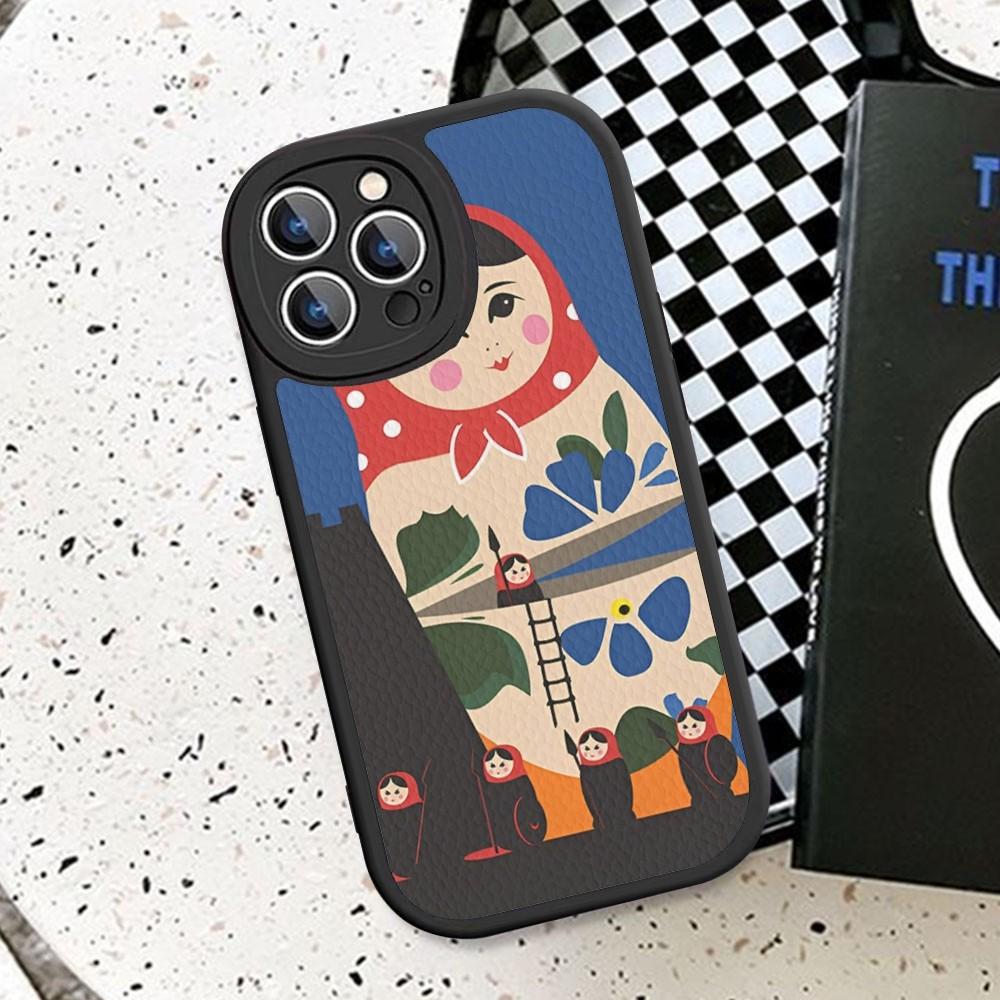 Russian Dolls Matryoshka Cute Phone Case Hard Leather For IPhone 14 13 12 Mini 11 14 Pro Max Xs X Xr 7 8 Plus Fundas