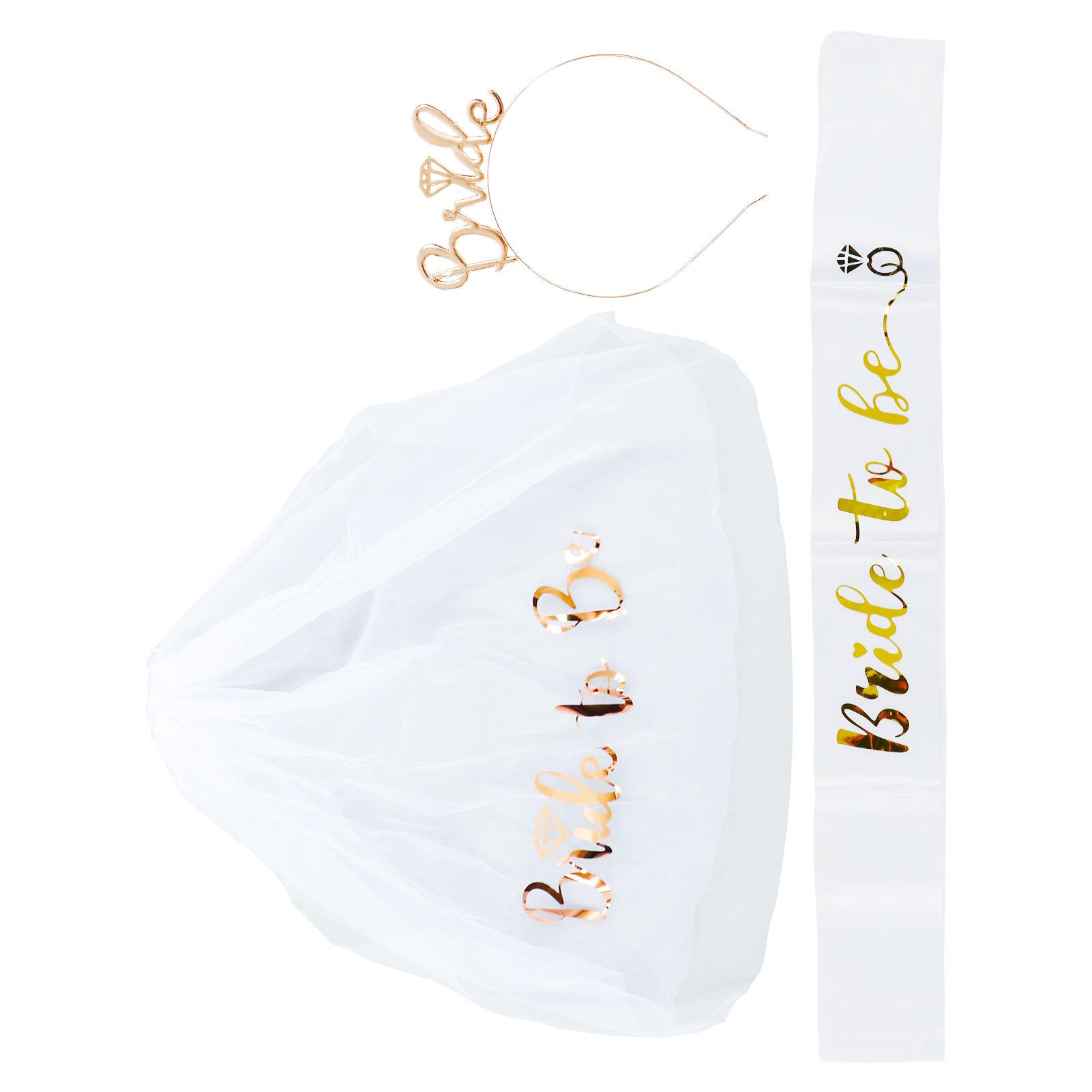 

Комплект украшений для невесты из розового золота, тиара, фата, пояс, набор для свадебного мальчишника с блестками