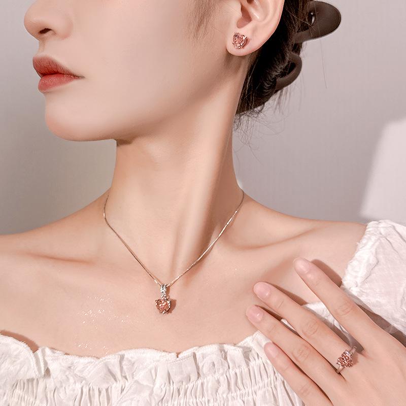 High Carbon Papalacha Heart-shaped Set Earrings Rings Necklaces Jewelry Women's Fashion Goods