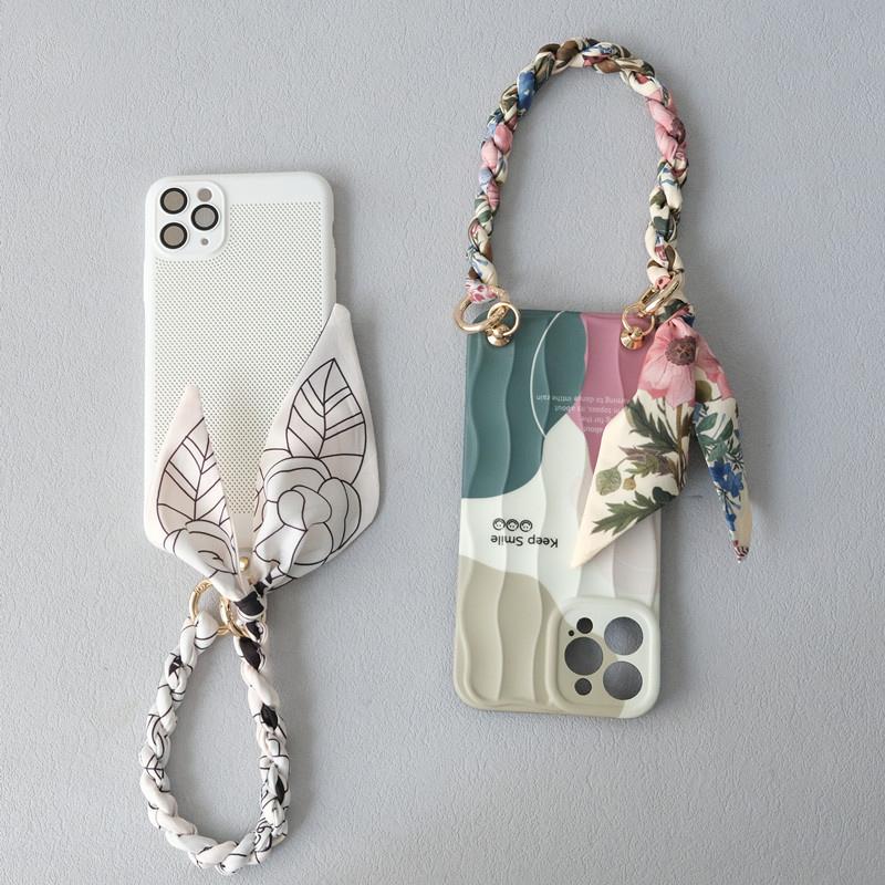 New Fashion Spring Woman Handbag Accessory Part Chains Detachable Replacement Floral Print Silk Strap Women DIY Chain Bag Handls