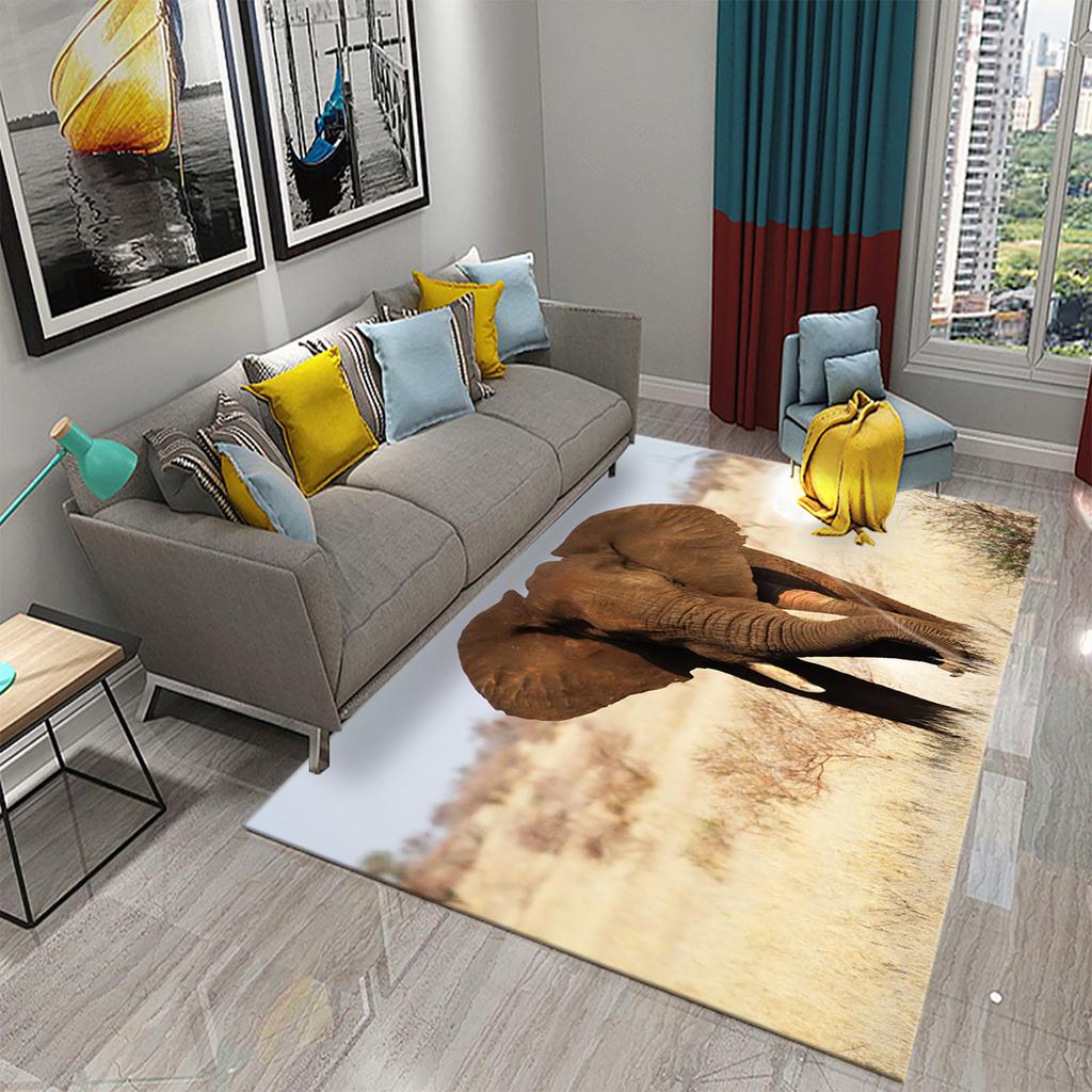 African Elephant Carpet African Animal Rugs for Living Room Bedroom Dining Kitchen Office Bathroom Non-Slip Large Decor Carpet