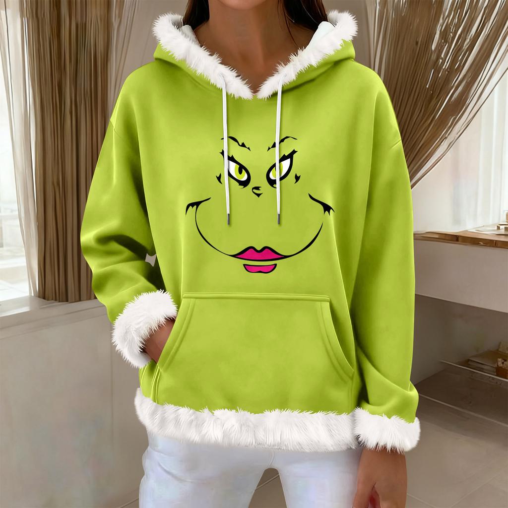 Women's Casual Fashion Print Long Sleeve Hooded Sweatshirt Top