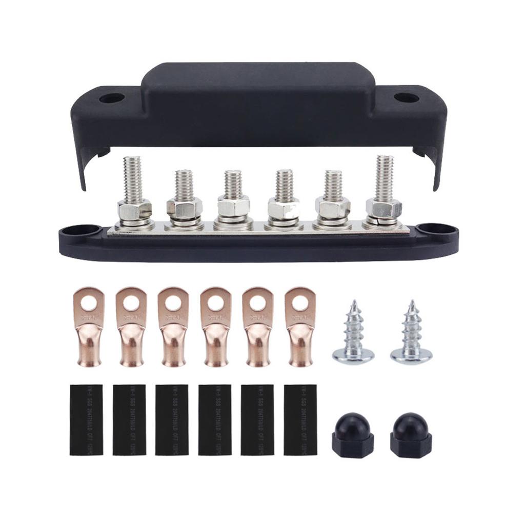 6 Post Power Distribution Block Terminal Screw Busbar High Current Wiring Stud Battery Junction Block for Marine Vehicle