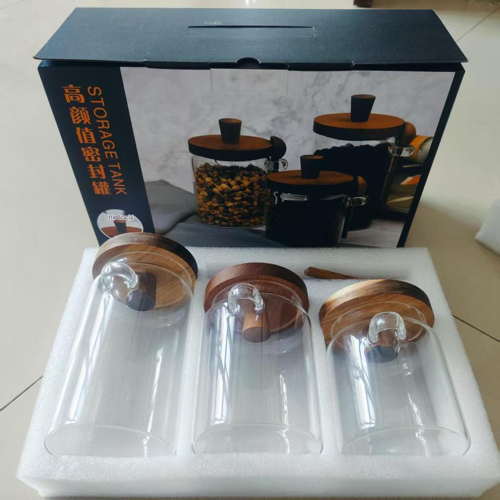High Borosilicate Glass Storage Jar with Lid and Spoon for Grains, Cereals, Coffee, and Tea