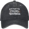 Life Is Better with Cigars and Bourbon Baseball Cap Cotton Dad Hat Casual Adjustable Gift