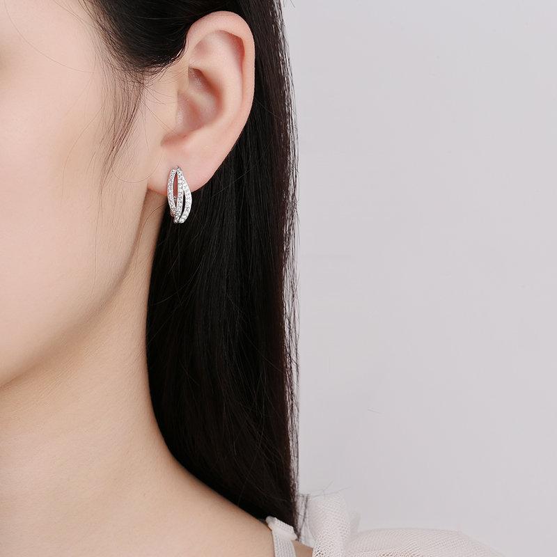 925 Sterling Silver Earrings for Women Round Zircon Earrings Sparkling Party Wedding Jewelry Gift Accessories