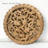 Diameter 27cm/10.8" Chinese style camphor wood carving circular decoration living room entrance background wall pendant