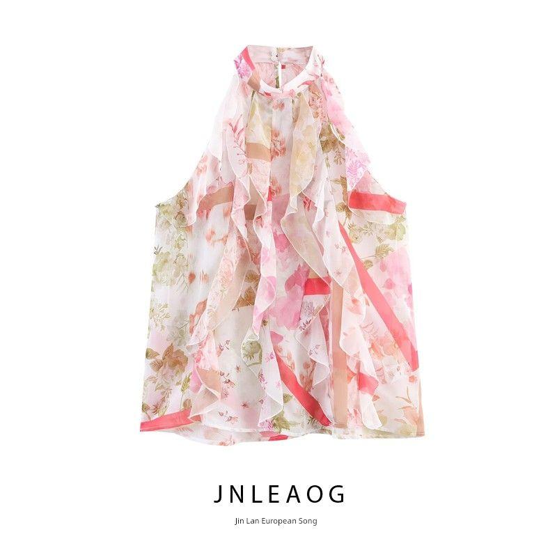 Jnleaog Spring New Arrival Women's Clothing Fashion Style French Flower Print Laminated Decoration Tops 2298125330