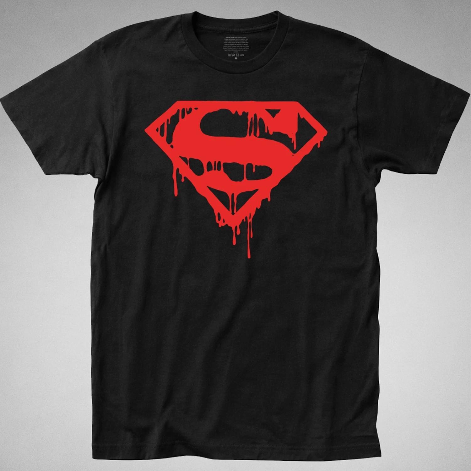 Superman Death of, Bloody Logo T-SHIRT shield Men s 1992 Cotton Short Sleeve tee XXXL