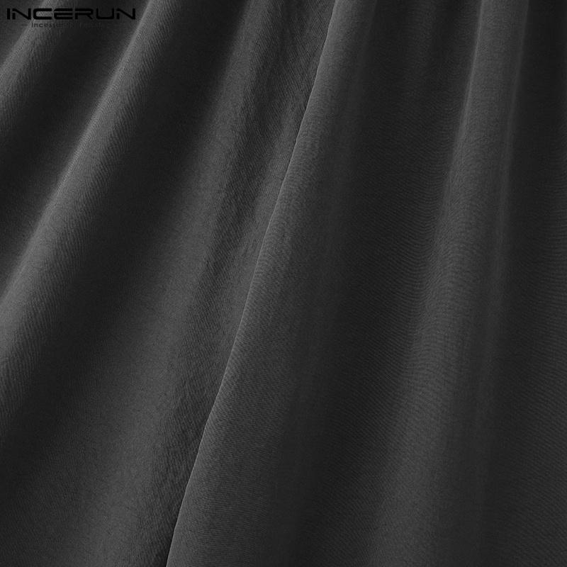 INCERUN Neformální kalhoty s elastickým pasem a širokými nohavicemi, dlouhé kalhoty s kapsami