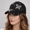 Rhinestone Visors Cap Butterfly Mesh Peaked Hat Fashion Flower Baseball Cap  Outdoor