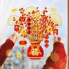PVC Fortune Tree Sticker Electrostatic Cling Removable Window Decoration Clings Atmosphere Decoration Red Fortune Blessing