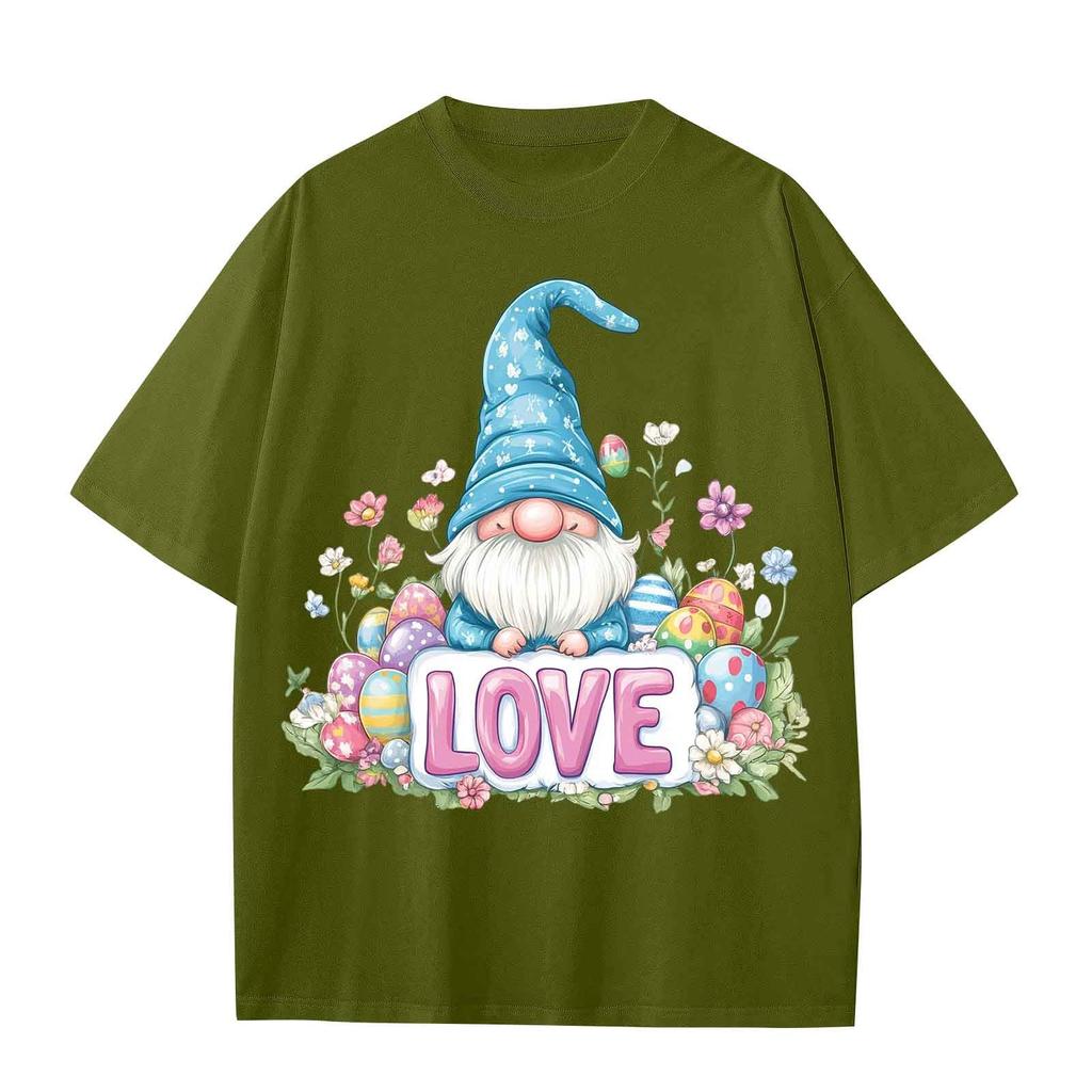 Chlapecké a dívčí ležérní volné tričko s velikonočním potiskem, pulovr s kulatým výstřihem, top s krátkým rukávem