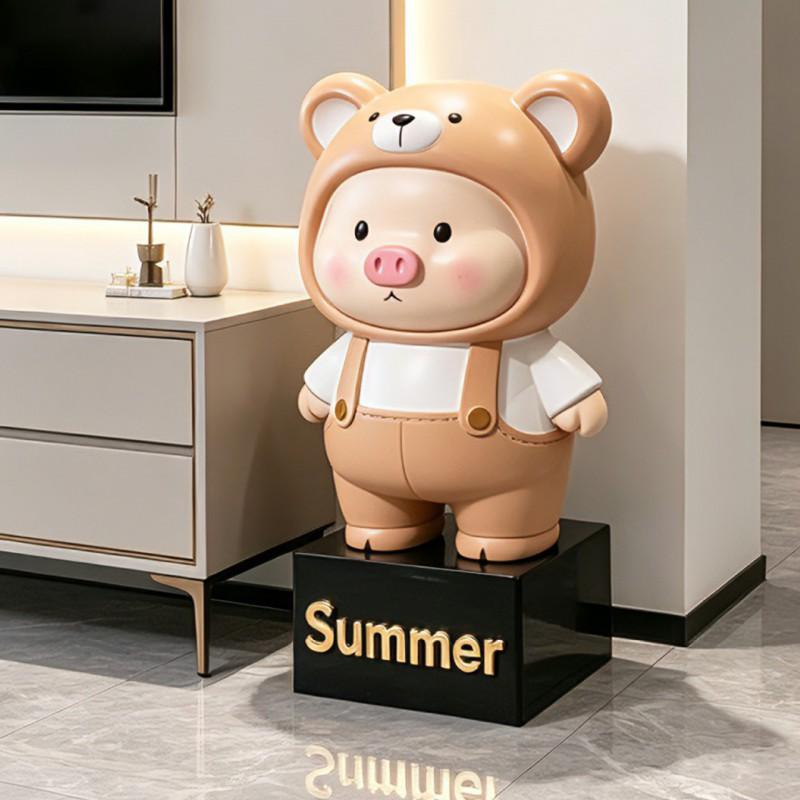 Large Capacity Cartoon Piggy Bank Decorative Figurine Living Room Saving Money Only In Not Out