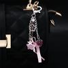 Exquisite Pink Strawberry Bow Keychain Y2k Fashion Star Flower Tassel Heart Keyring Phone Charm Pendant Beaded Chain Women Gift