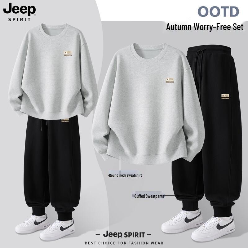 JEEP SPIRIT Men's 2025 Casual Sweatshirt & Sweatpants Set