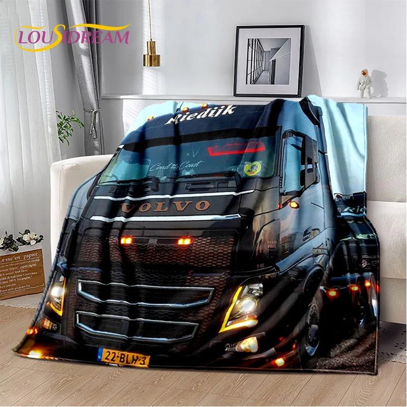 Volvo Truck Lorry 3D Printing Soft Flannel Blanket for Beds Bedroom Sofa Picnic,Throw Blanket for Cover Outdoor Leisure Nap Gift