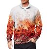 Men's Loose Casual 1/4 Zip Sweatshirt Fashion Printed Long Sleeve Top With Pockets