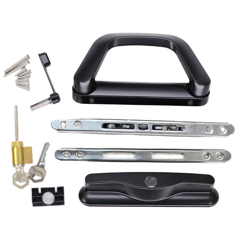 176x88x124mm Sliding Door Lock Zinc Alloy Handle Surface- Mount Key Box Mechanism Black White Finish Balcony Patio Hardware Tool