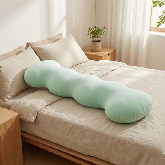 Adults Pea Pods Body Pillow Ice Silk Full Body Support Sleeping Pillow Ergonomic Soft Washable Cover Long Pillow for Side Sleepers