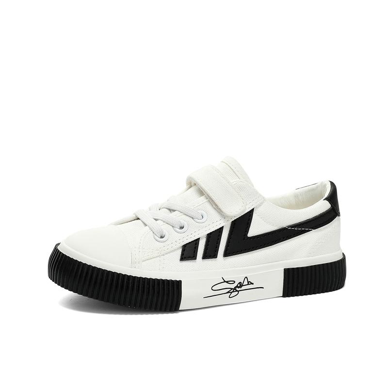 Молодежная минималистичная и модная повседневная спортивная обувь на липучке Студенческая парусиновая обувь Вулканизированные обувные доски и обувь 27 белый 1945₽