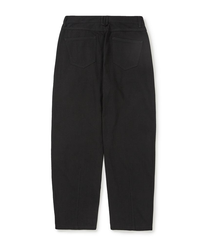 WEST GRAND BOULEVARD Wide Curved Line Cotton Pants Black