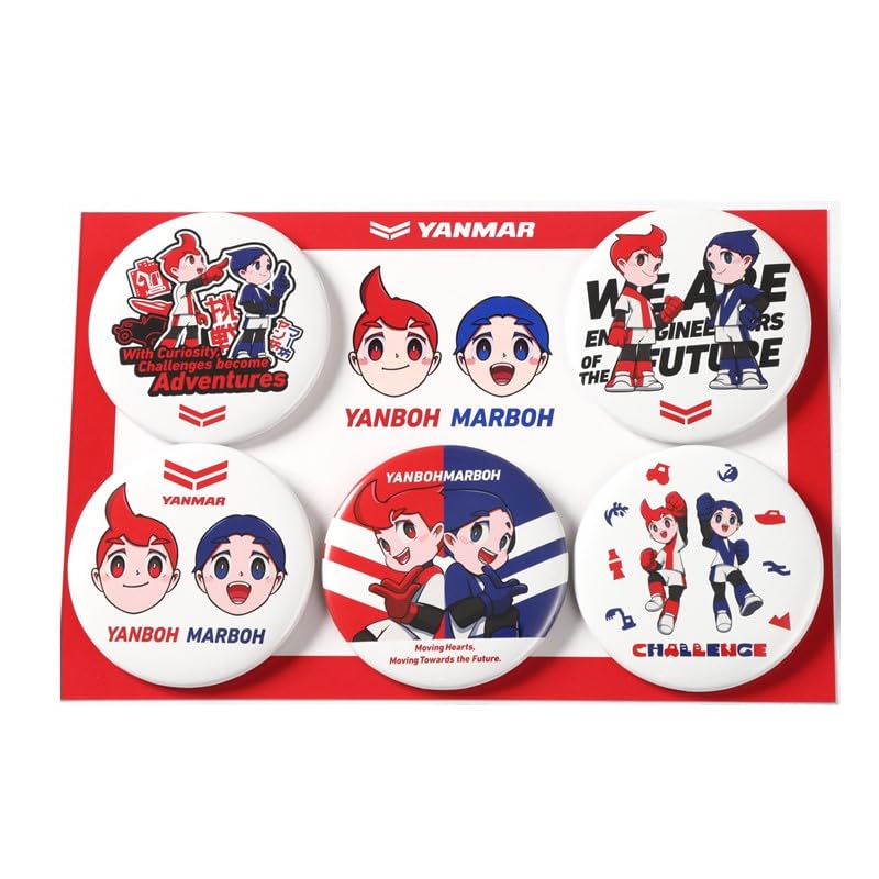 Yanbou Mabou tin badge set of 5 Yanmar Yanbou Mabou tin badge set of 5
