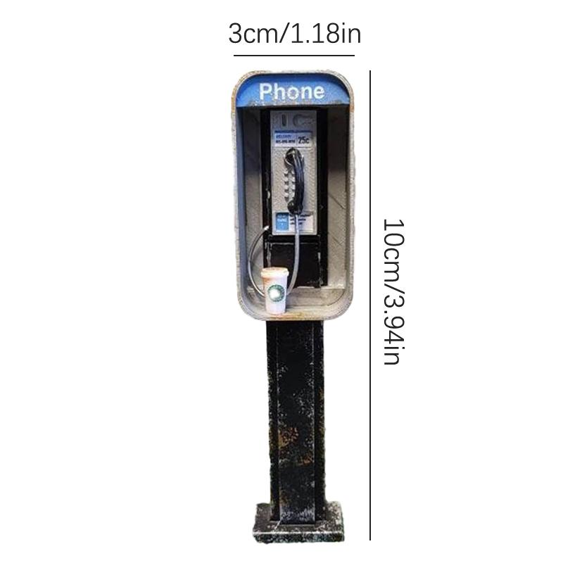 Miniature American Payphone In 1:12 Scale, Mini Vintage Style Dollhouse Furniture Phone Booth Model Accessorries Decoration