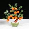 Natürlicher Jade Kumquat Mandarinenbaum Imitation Pflanzen Handgefertigt Fake Bonsai Chinesisches Handwerk Ornamente Heimdekoration
