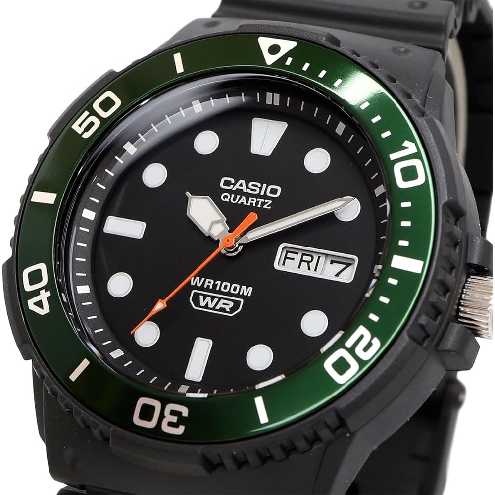 Casio Standard MRW-230H-1E3V Quartz Men's Watch Black Green Bezel International Model