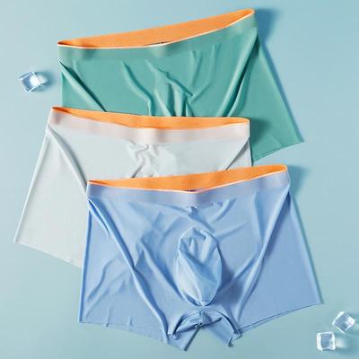 Herren Sommer Eis Seide Ultradünne Nahtlose Übergröße Boxershorts