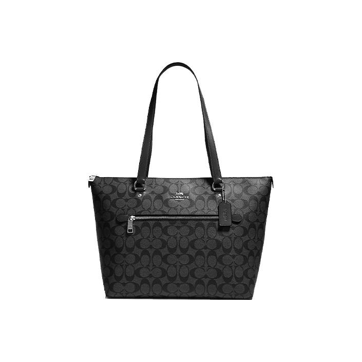Coach Women's Black Gallery 32 Zipper Monogram Canvas And Leather Tote Bag Tote Bags 79609-Svtsq