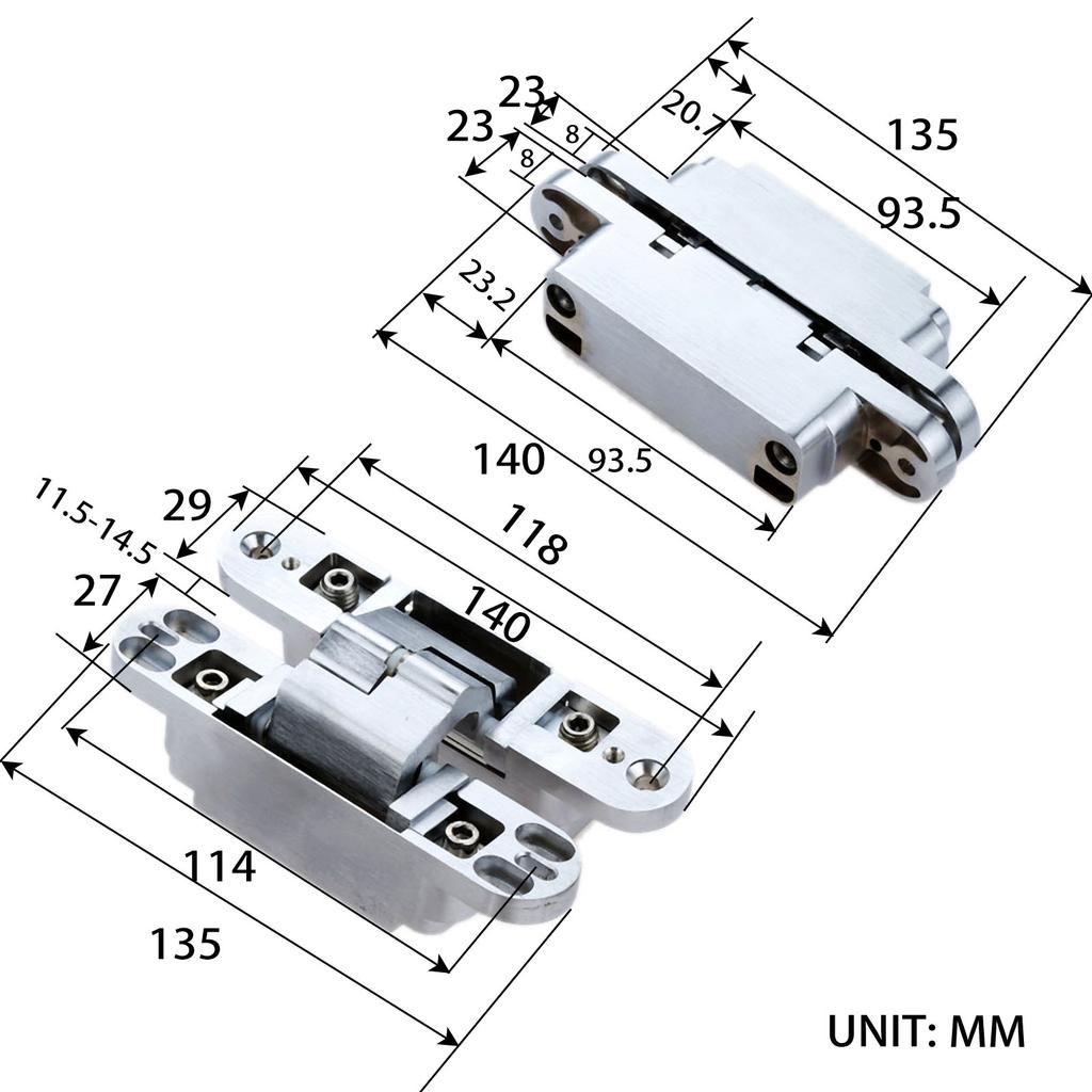2 Pcs Zinc Alloy Hidden Hinges Furniture Fittings 23 X 95mm Invisible Concealed Folding Counter Door Hinge With Screw Hardware