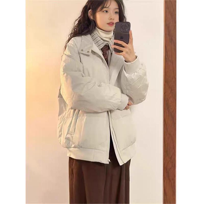2025 Stehkragen Dicke Winter Baumwolljacke - Kurz, Locker, Koreanischer Stil Gepolsterter Brotmantel