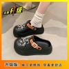 Outer wear thick-soled office sandals show feet, small bag head, half drag hole shoes, women's 2025 summer and autumn new models