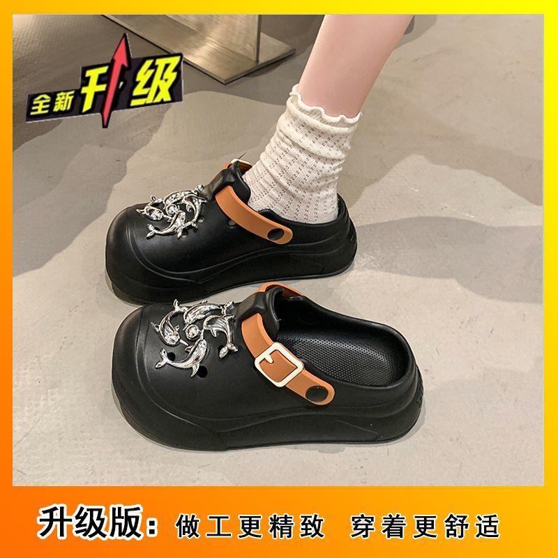 Outer Wear Thick-soled Office Sandals Show Feet, Small Bag Head, Half Drag Hole Shoes, Women's 2025 Summer and Autumn New Models