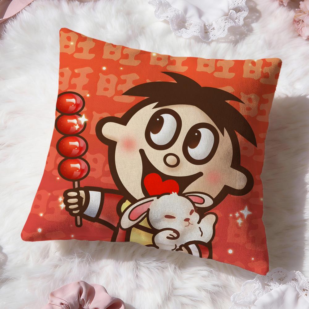 cute red boy Wangzai Cushion Cover Premium Comfort Reversible Pillow Cove -Two in One Design for Any Room & Car Interior