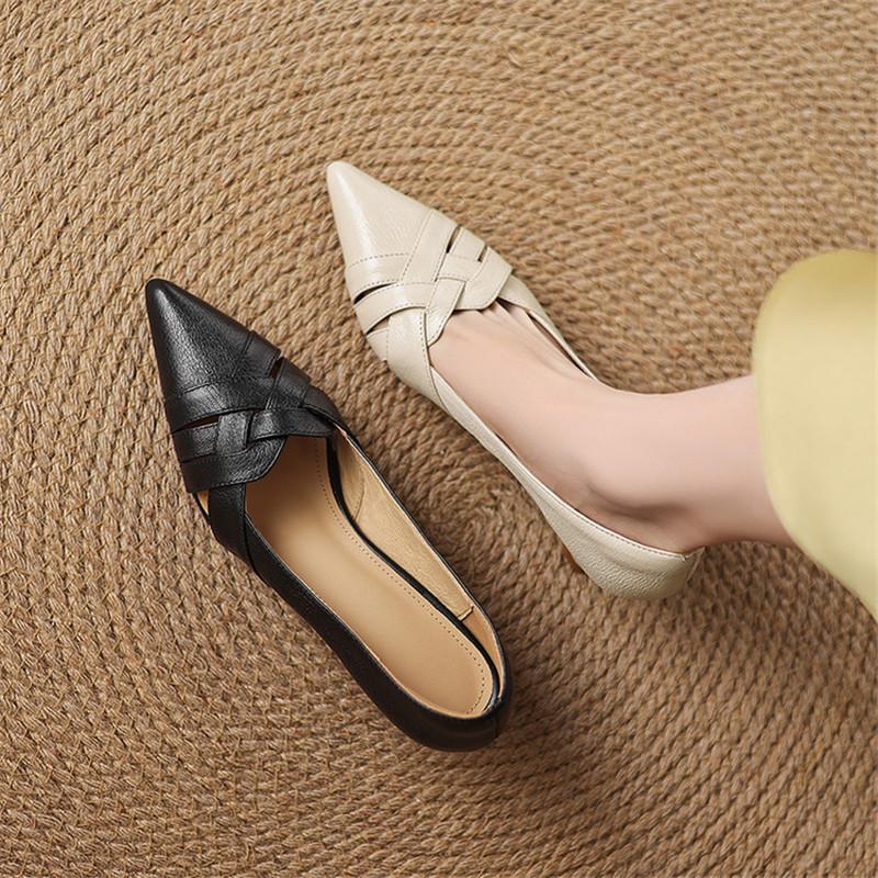 Fashion New Spring/autumn Genuine Leather Women Shoes Pointed Toe Shoes for Women Fashion Hollow Out High Heels Handmade Women Pumps