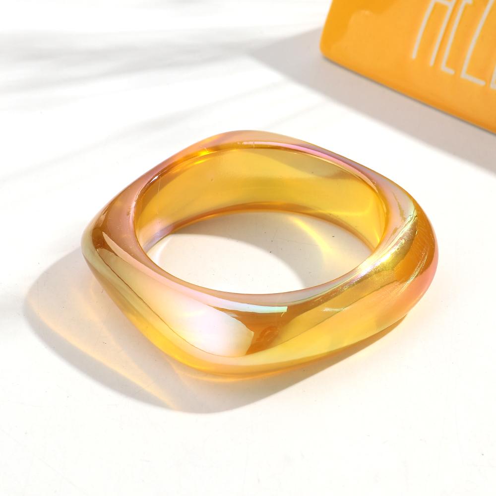 New AB Colorful Irregular Square Resin Wide Bangle for Women Statement Acrylic Geometric Bracelets Valentine's Day Jewelry Gifts