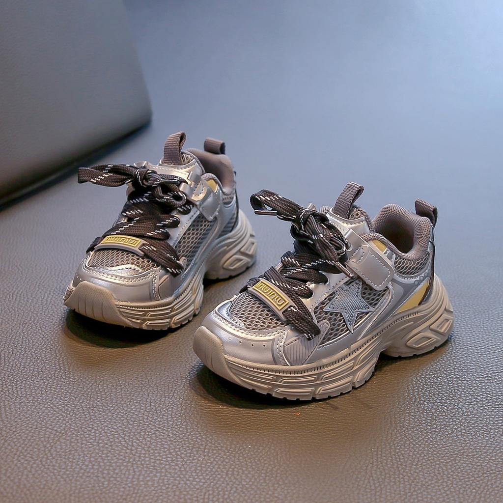 Children's 2025 autumn new soft-soled non-slip sneakers mesh breathable boys and girls dad shoes