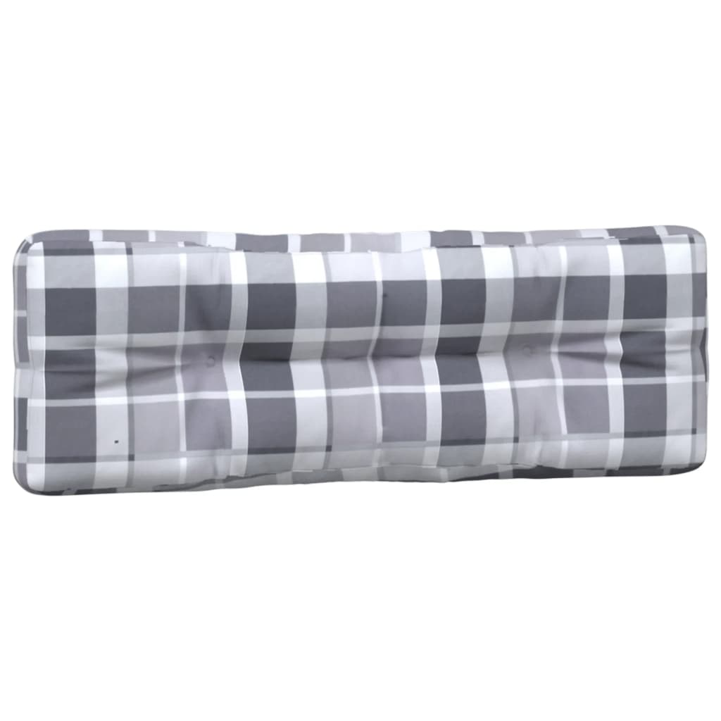 2 Piece Pallet Cushions Gray Checkered Pattern Fabric