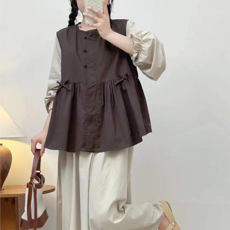 Johnature Retro Forest Kobiety Luźne Wszechstronne Warstwy Bez Rękawów Luźne Swobodne Damskie Topy