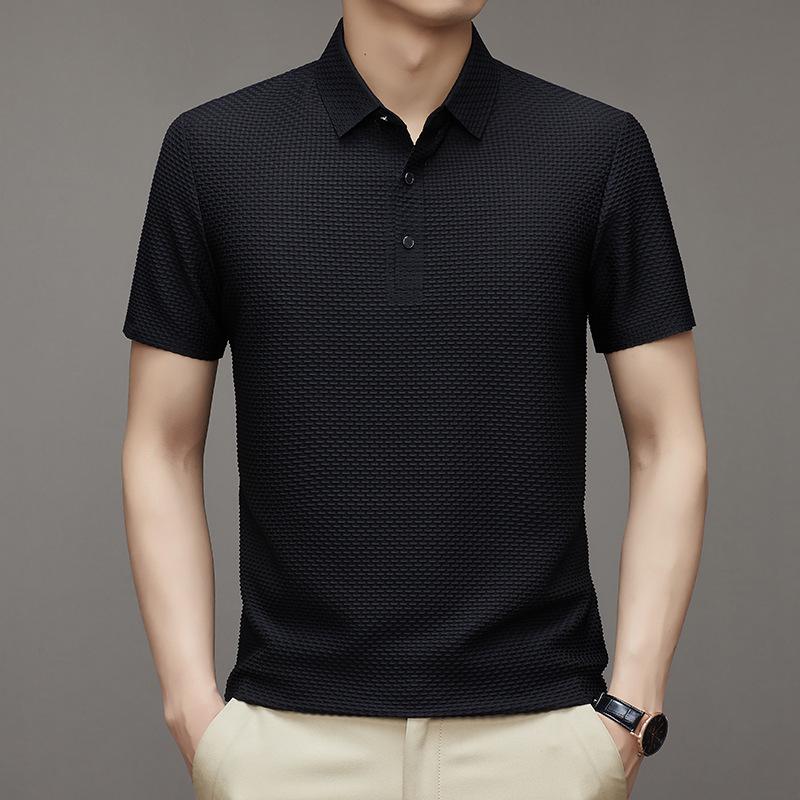 Men's Ice Silk Mesh Polo Shirt - Short-Sleeved, Lightweight, Summer Top with Shirt Collar