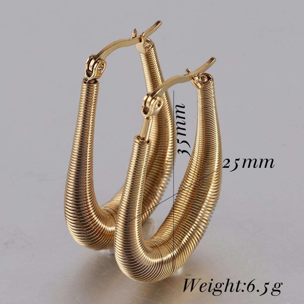 18K Gold Stainless Steel U-shaped Fashion Hoop Earrings for Women