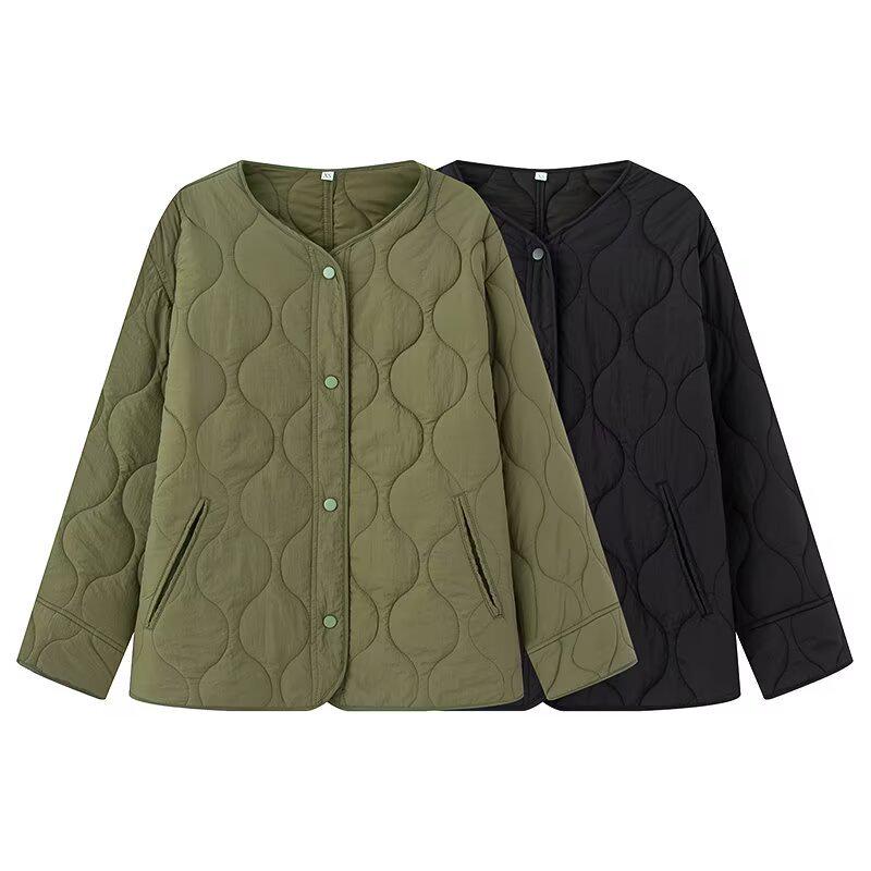 Europäische und amerikanische Damen Frühjahr 2025 Zweifarbige Baumwolljacke